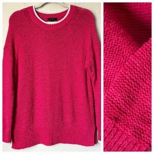 J. Crew Tipped Beach Sweater Hot Pink Size S